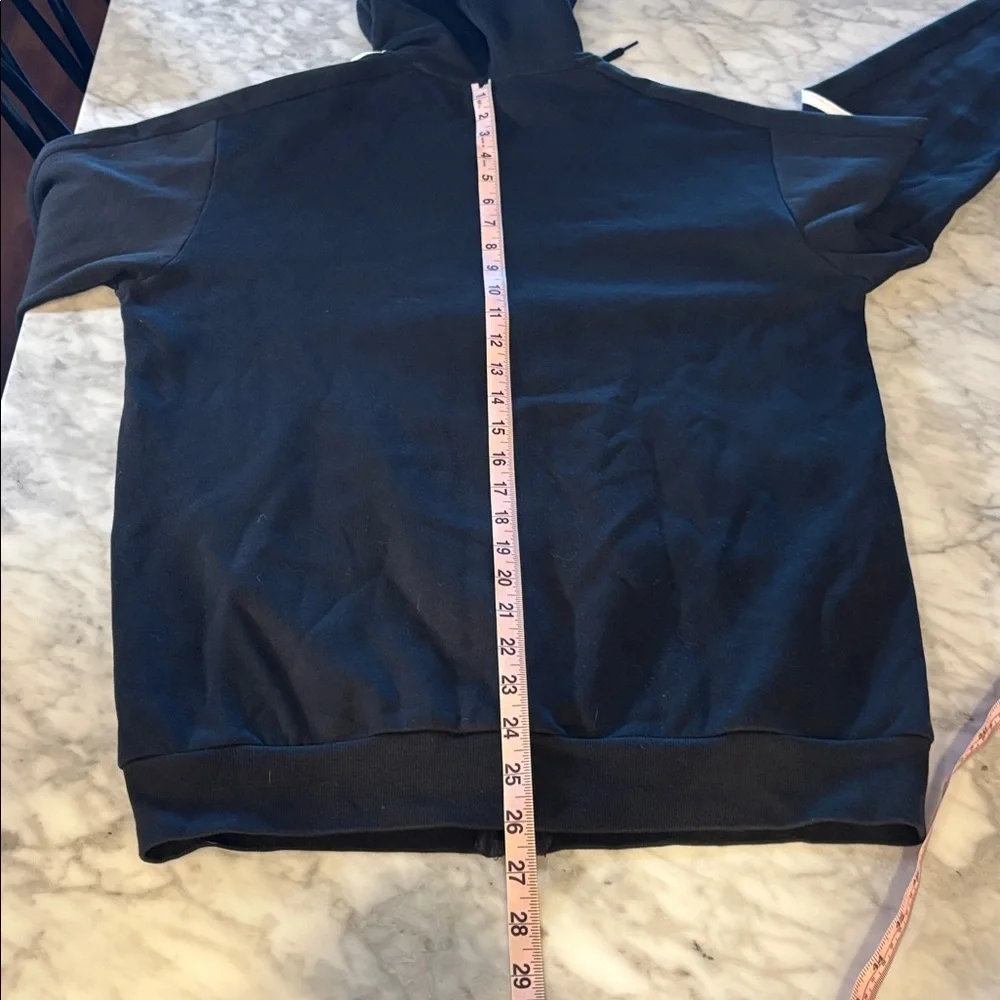 Adidas men’s Black and White Striped Hoodie size small